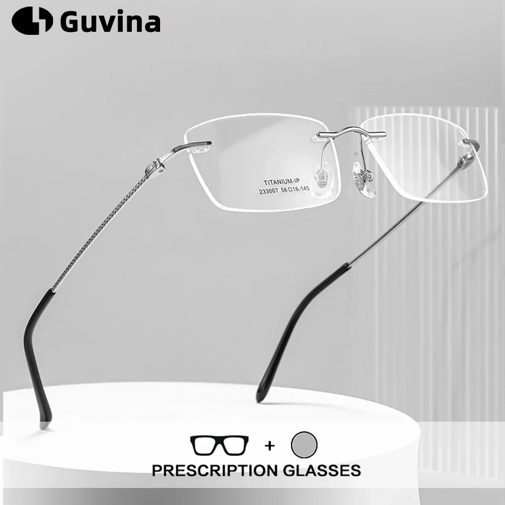 

Dsnietp Frameless Reading Glasses Men Anti Blue Light Photochromic Prescription Rimless Glasses Progressive Multifocal Eyewear