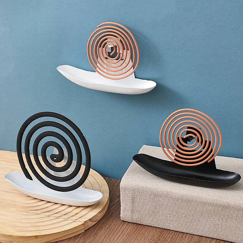 Creative Mosquito Repellent Incense Rack With Tray, Small Boat Shaped Iron Mosquito Repellent Incense Rack Tray, Home Decoration