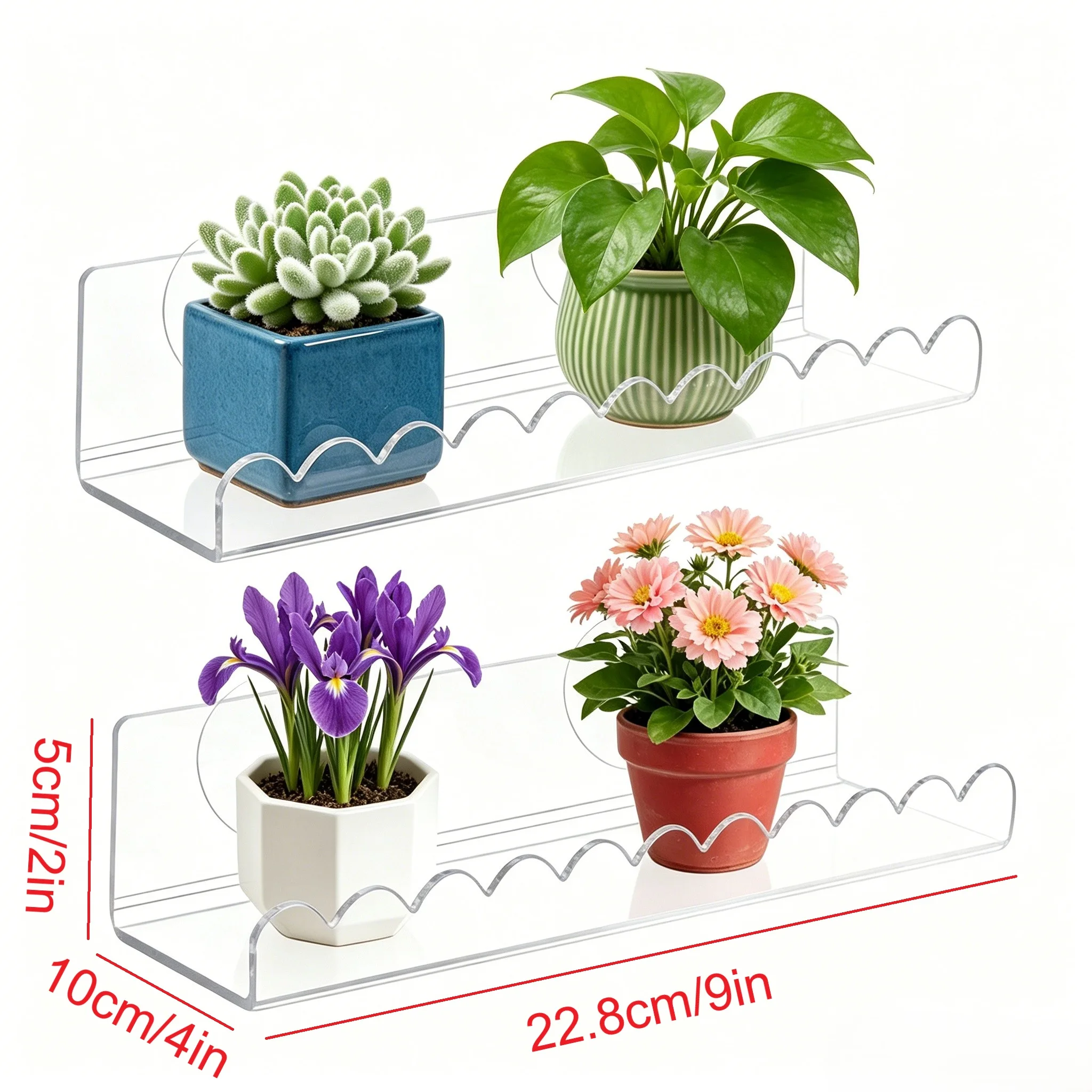 Clear  Suction Cup Wall Shelf No Drill Transparent Kitchen Organizer For Spice Bottles And Bathroom Toiletries