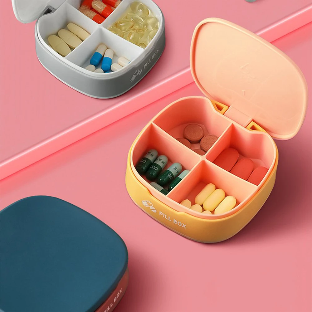 Tcare 1 PC Portable Silicone Mini Dispensing Compartment Storage Box Medicine Pill Box Dispenser Medical Organizer Tablet Box