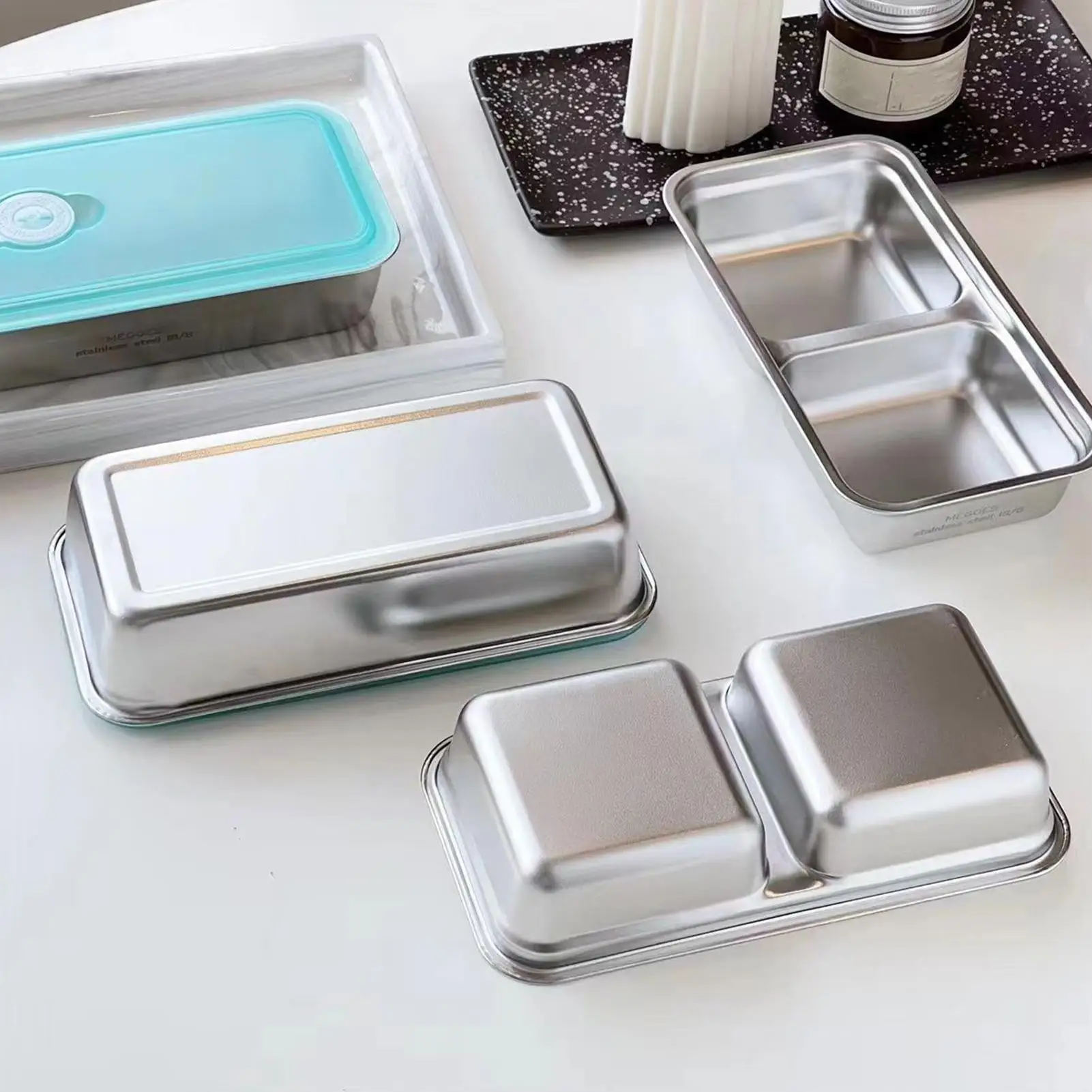 304 Stainless Steel Lunch Box Bento Container Leak Proof Sealed Food Storage for Travel Picnic Office Reusable Fruit Salad Box