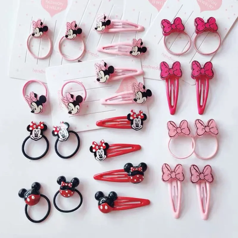 

Disney Minnie Mouse Hair Rope Hairs Clip Cartoon Barrettes Rubber Band Hairpin Elastic Headwear Accessories Women Girls Gifts