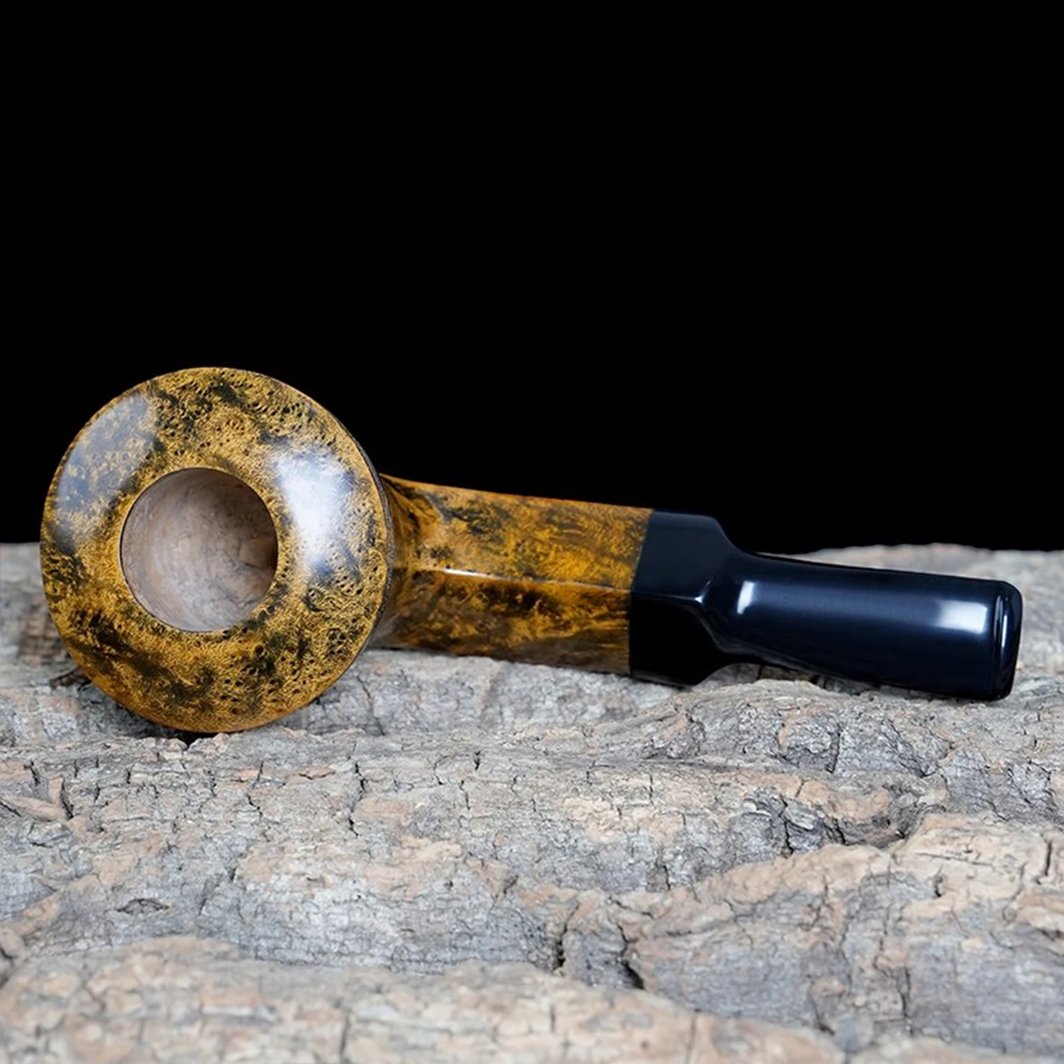 OLDFOX Hand-Carved Briar Wood Bulldog Pipe Flat Stem No Filter Tobacco Smoking Pipe Father Day Gift
