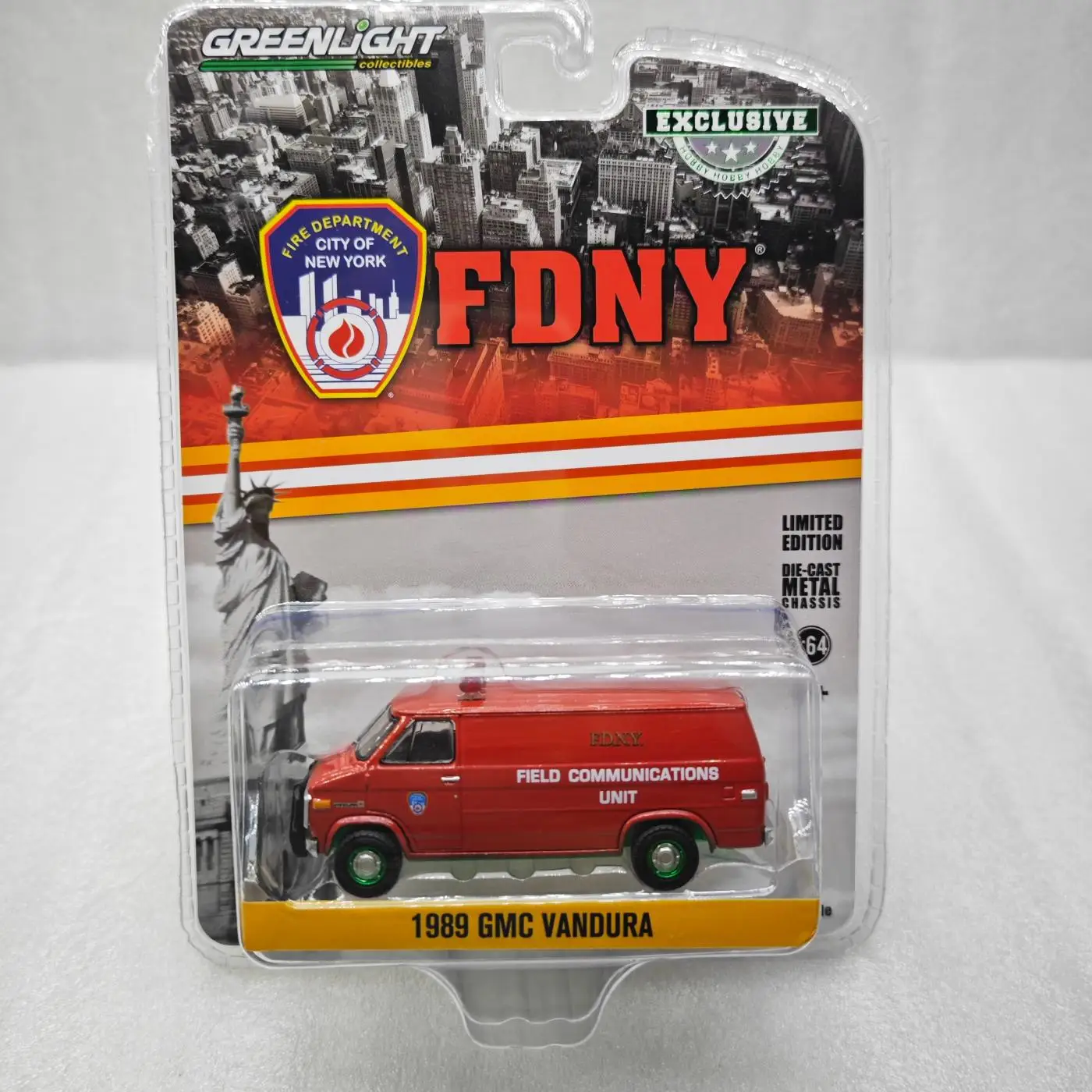 

Green Light 1:64 1989 GMC Vandura FDNY New York City Fire Department Fire Truck Green MachineMetal Boy Model Children's Toy Coll