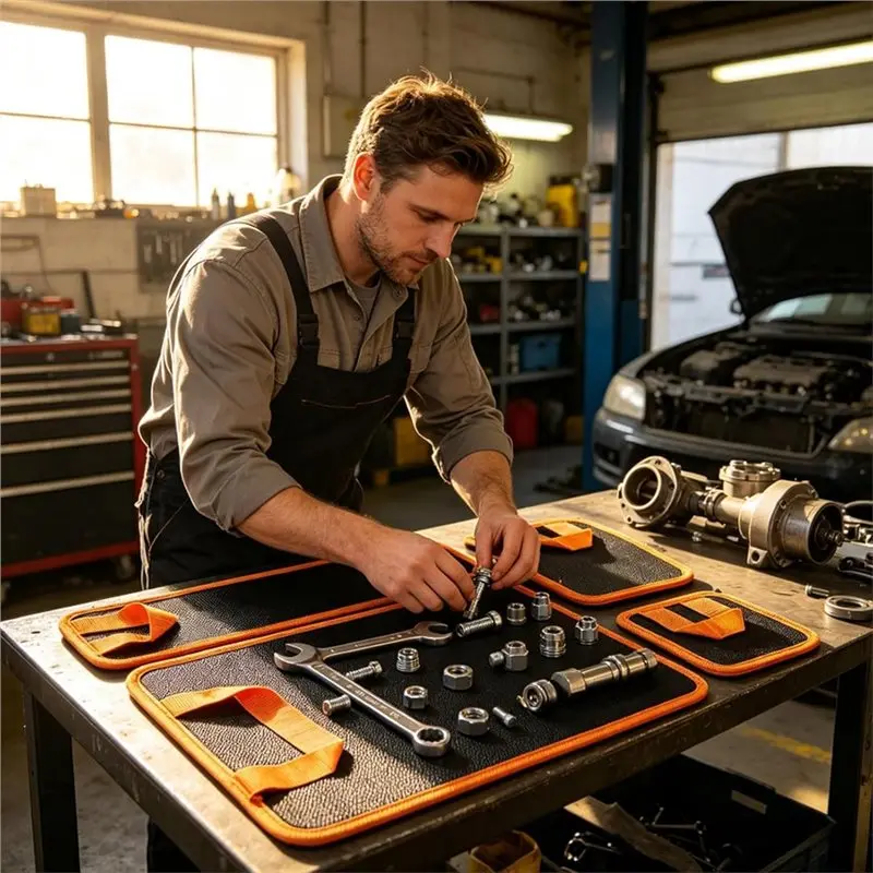 AAAN-Mechanic' S Organizer Tray 4-Piece Magnetic Tool Mat Set-Flexible, Oil& Water Resistant For Screws, Nuts, Bolts& Parts