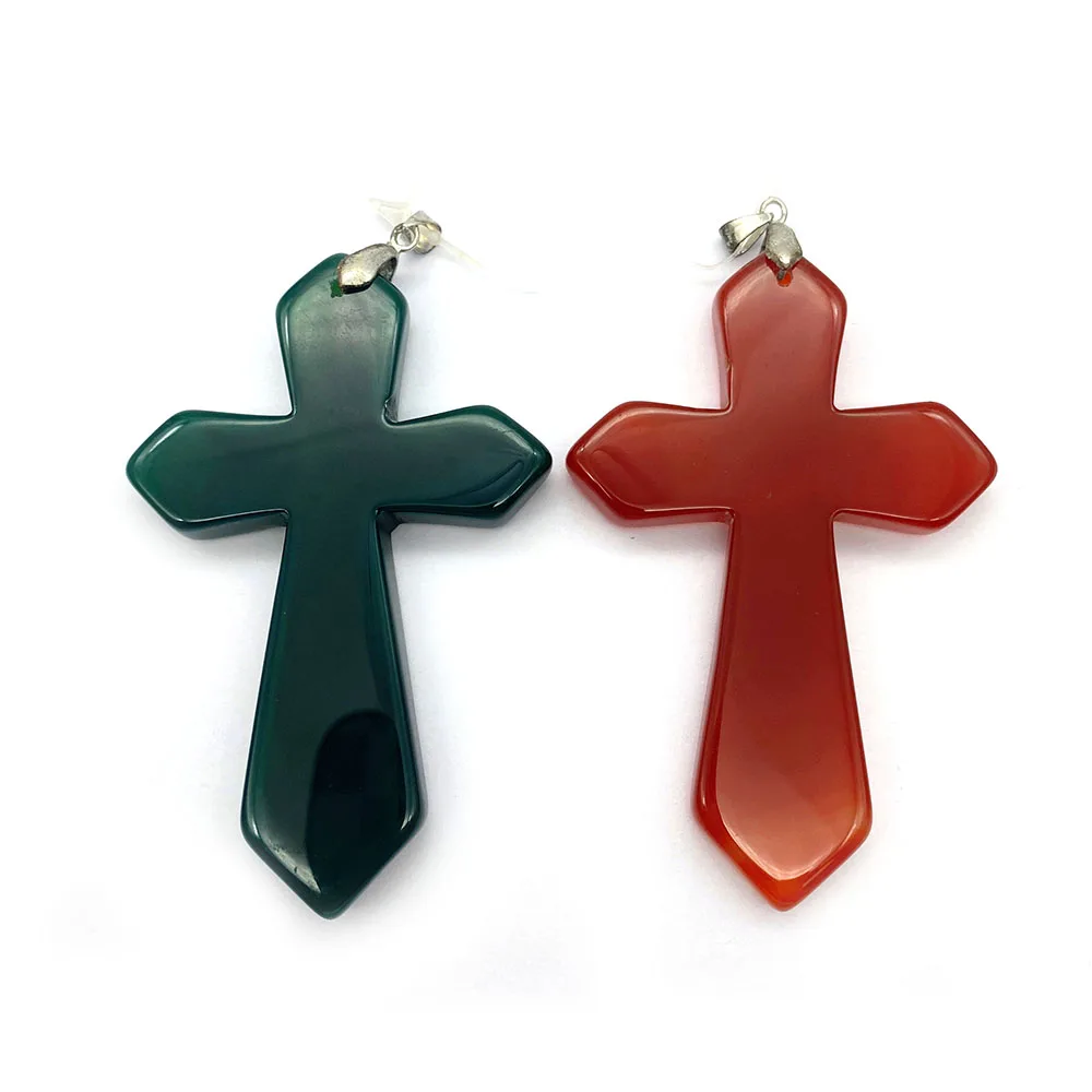 Natural Stone Agate Crosses Shape Pendants for Jewelry Making DIY Necklace Jewellery Charms Red Agate Accessories Women Gift