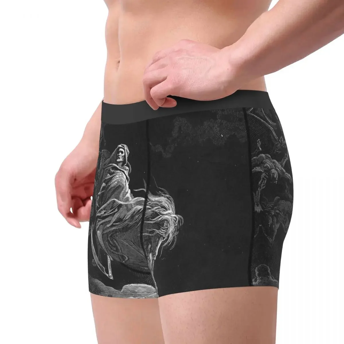 Death On A Pale Horse Gustave Dore Skeleton Skull Bone Underpants Homme Panties Man Underwear Print Shorts Boxer Briefs