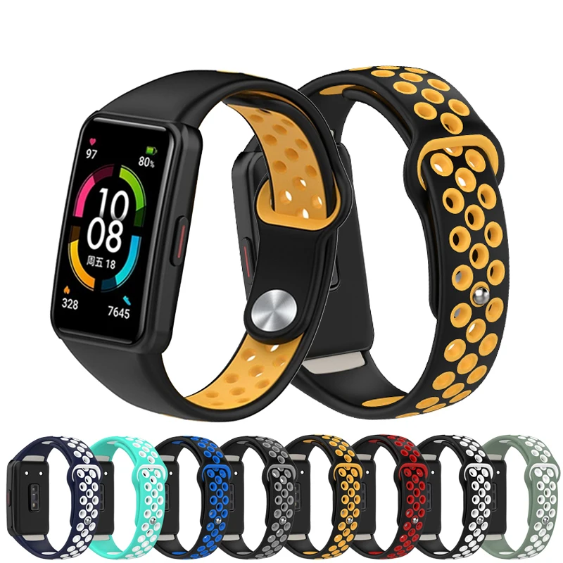 Silicone Strap For Huawei Band 6 huawei band6 Pro Smartwatch Replacement correa Breathable Sport bracelet Honor Band 6 Strap