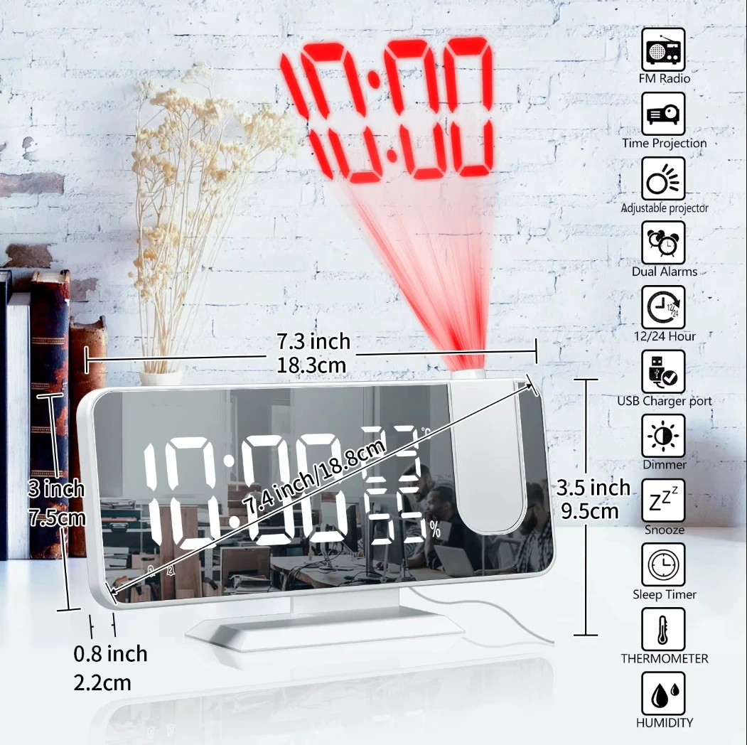 Picture 6: High Quality Alarm Clock Radio HD Projection Large LED Display Digital Smart Table Clock Ceiling Dimming for Bedroom
