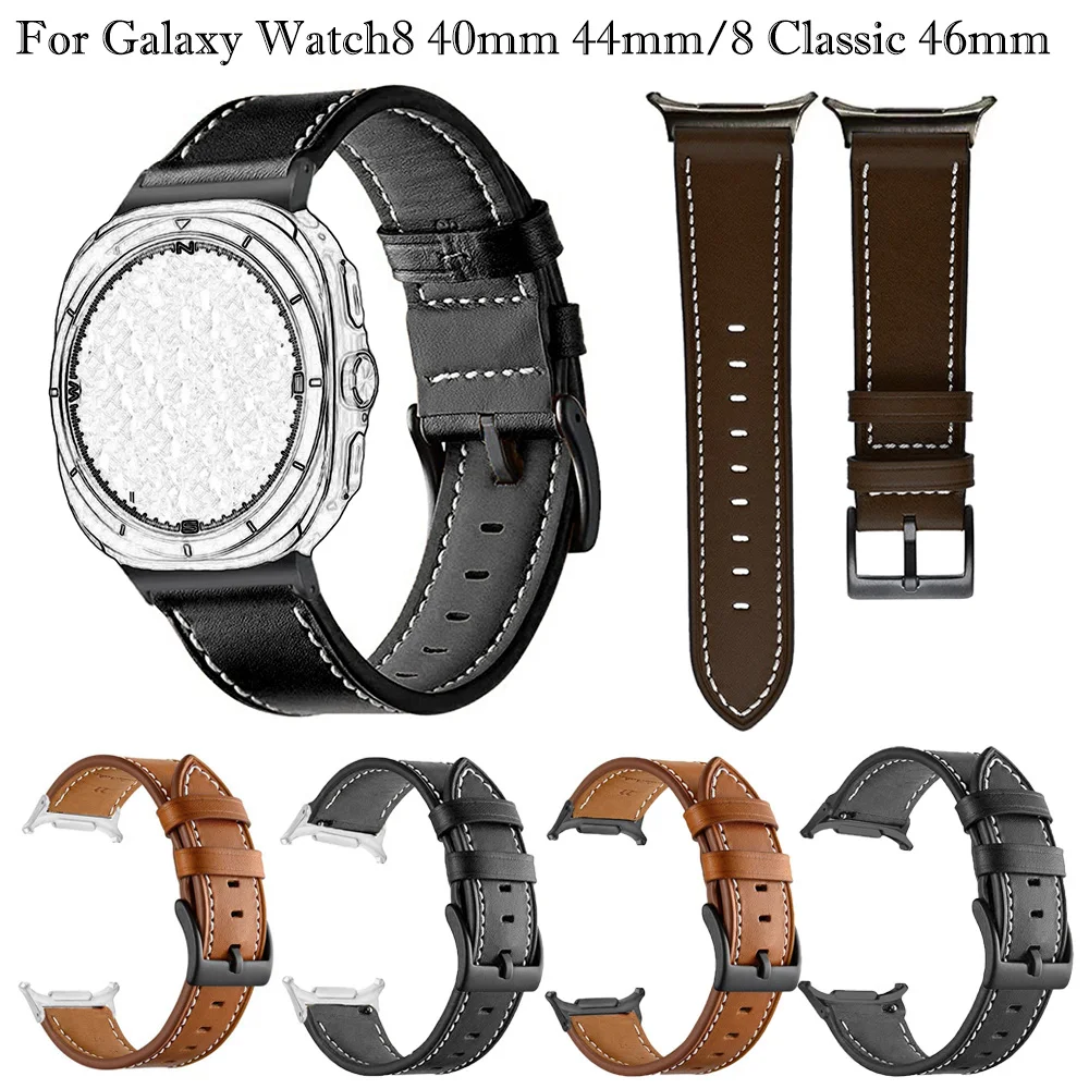 حزام ساعة من الجلد الاصطناعي لهاتف سامسونج جالاكسي 8 كلاسيكي 46 مللي متر سوار قابل للتنفس ساعة جالاكسي 8 44 مللي متر 40 مللي متر ملحقات الساعة