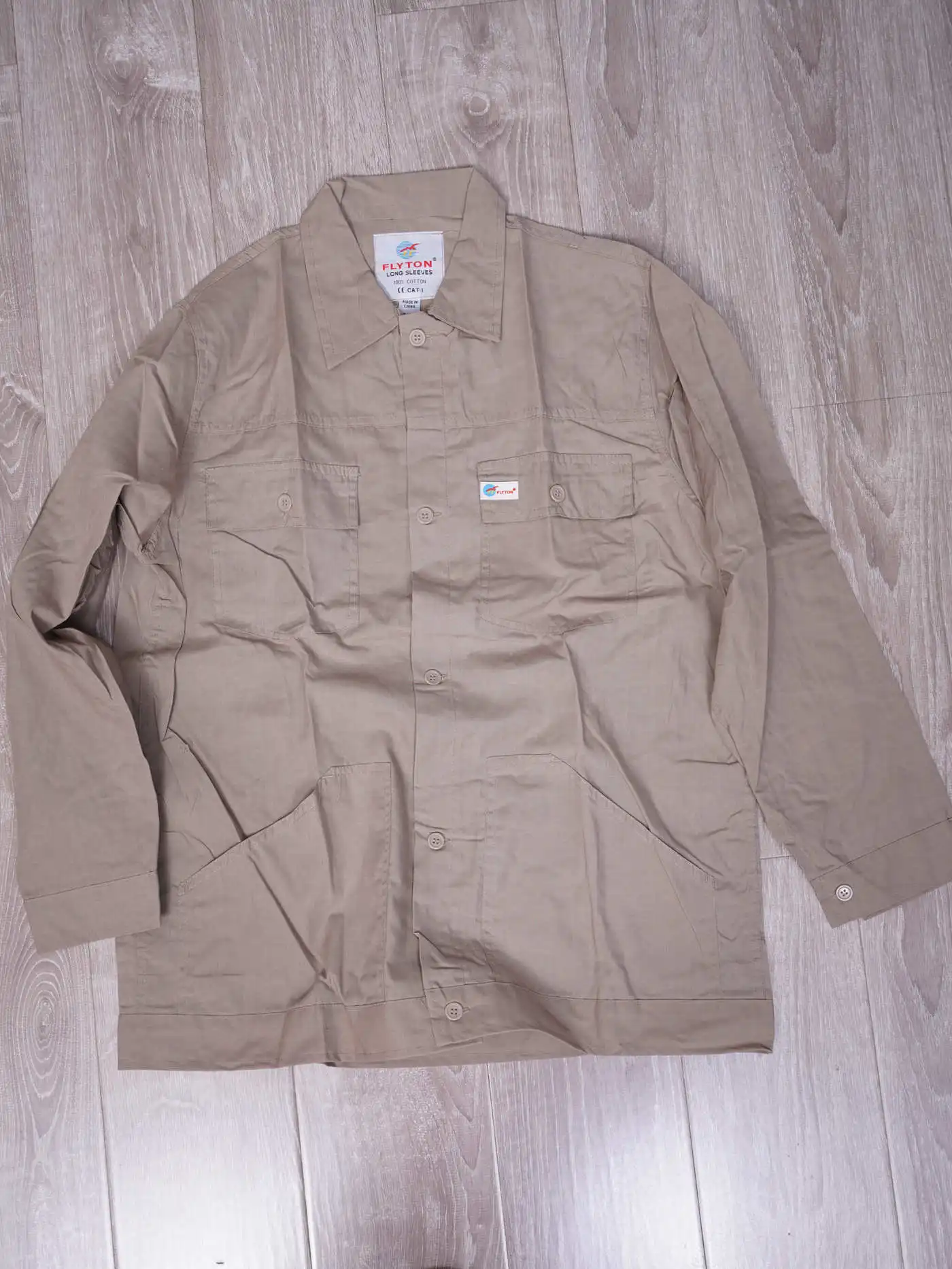 

Men's Pure Cotton Work Jaet Spring Summer Lightweight Breathable Multi-ket Casual Long Sve irt for Fac Workers