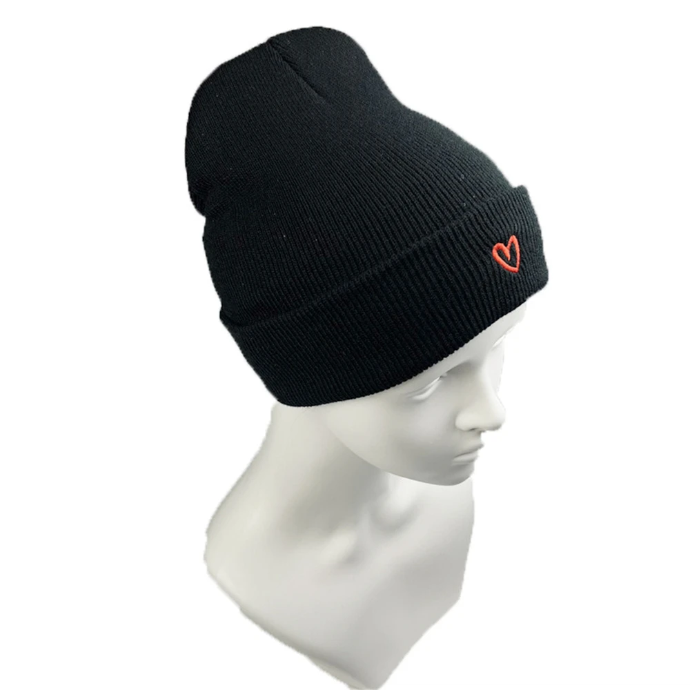 1pcs Men\'s Women\'s New Designer Little Heart Love Embroidered Knitted Hat Unisex Warm Caps Black White