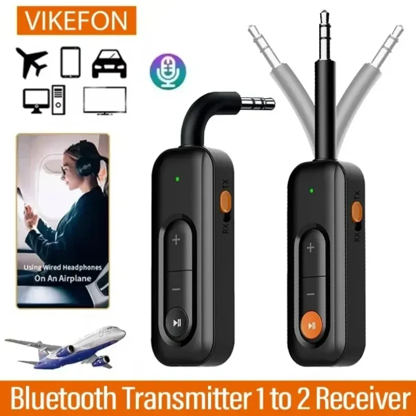 2‑in‑1 Dual Mode Bluetooth Audio TX RX Adapter 3.5mm AUX Wireless Transmitter Receiver for TV Headphones Car Stereo Home Speaker