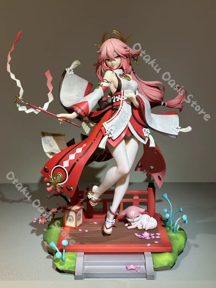 Genshin Impact Yae Miko: Figura Oficial de Colección, Maqueta de Garaje, Kit de Modelo, Anime Genuino, Regalos Periféricos de Halloween