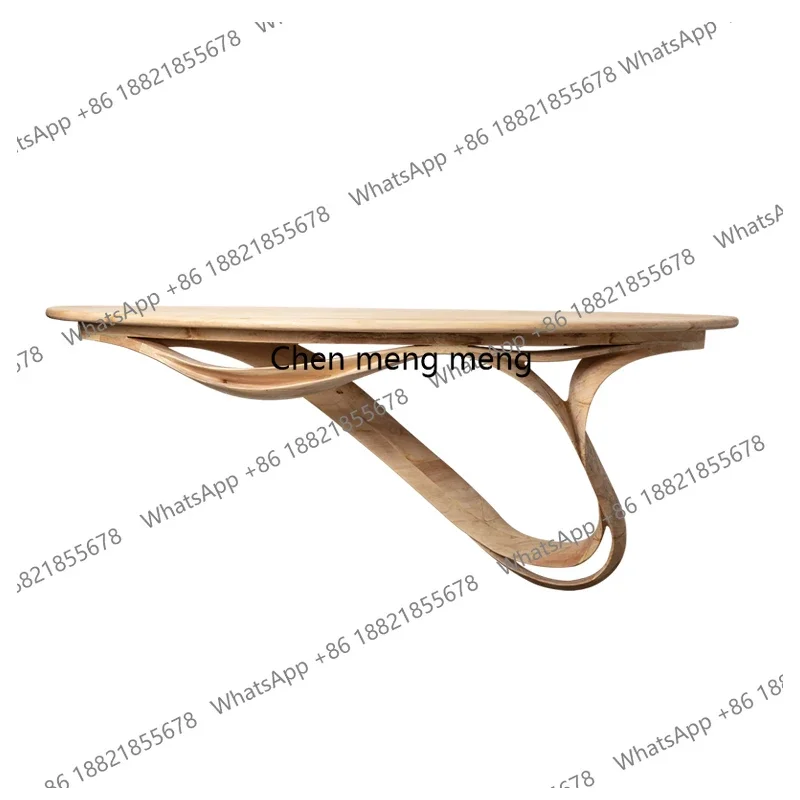 Wabi Sand Wind Creative Bending Solid Wood Entry Entrance Table Model Room Against the Wall Strip Entrance Platform