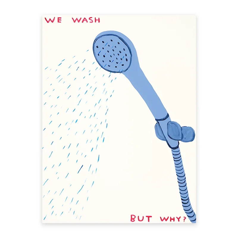 VIKAMA Fun Shower Head Tapestry Minimally Handdrawn Wall Hanging Simple Lines Background Cloth Indoor Wall Decoration