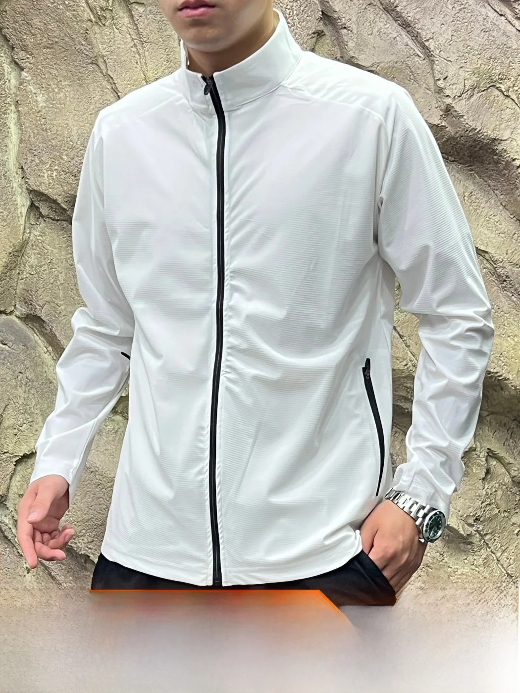 Men's Outdoor Jacket Quick Dry Four Directional Elastic Stand Collar Cold Sensation Technology Summer Casual Style Zipper Clo...