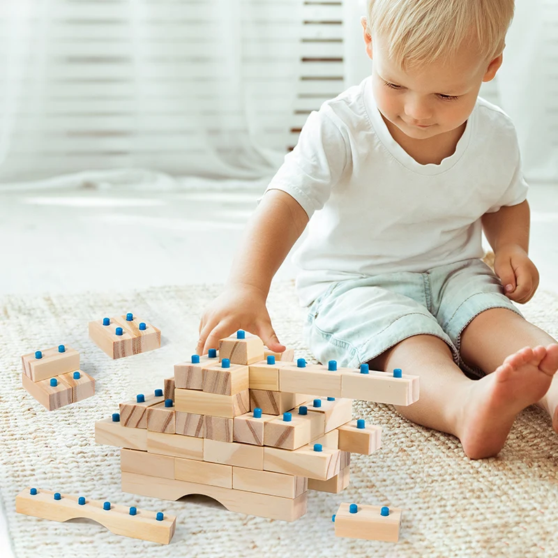 Blocos De Construção De Madeira Natural Para Crianças, Educação Infantil, Brinquedos De Montagem Manual, Estilo Montessori