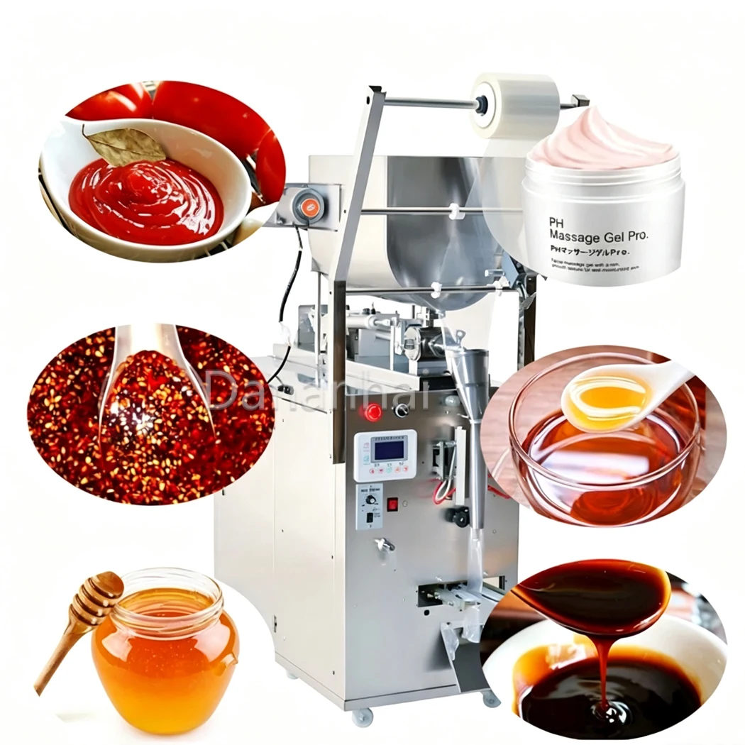 Horizontal Paste Packing Machine, Automatic Stirring Sauce Sachet Sealing Equipment for Food Workshop