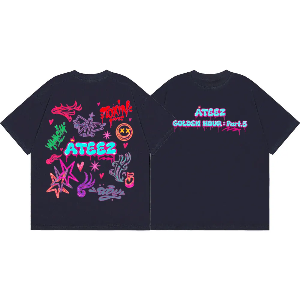 Kpop Ateez Merch T-shirt High Quality Fashion Short Sleeve T Shirt Men Women Clothing Harajuku Y2k Oversized T-shirts Streetwear