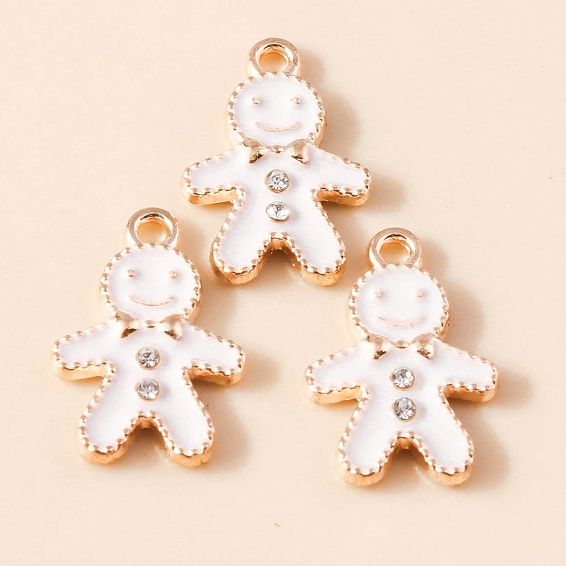 20 Stück 12x19mm Niedliche Kleine Emaille-Weihnachts-Lebkuchen-Anhänger für Schmuckherstellung, Halsketten, Ohrringe, DIY-Bastelbedarf – Detail 4