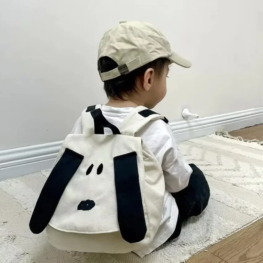 Cute Cartoon Dog Canvas Backpack Lightweight School Bag Travel Daypack For Boys Girls Outdoor Daily Use Casual Student Backpack