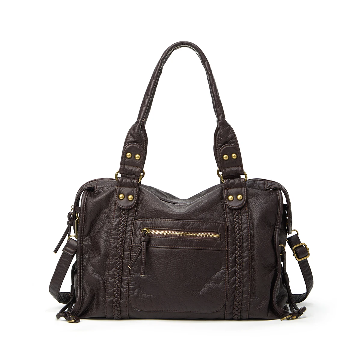 Retro Fashion Women's Tote Bag Washed Rivet Underarm Casual Versatile Single Shoulder Slant Cross Bag American Vintage Style
