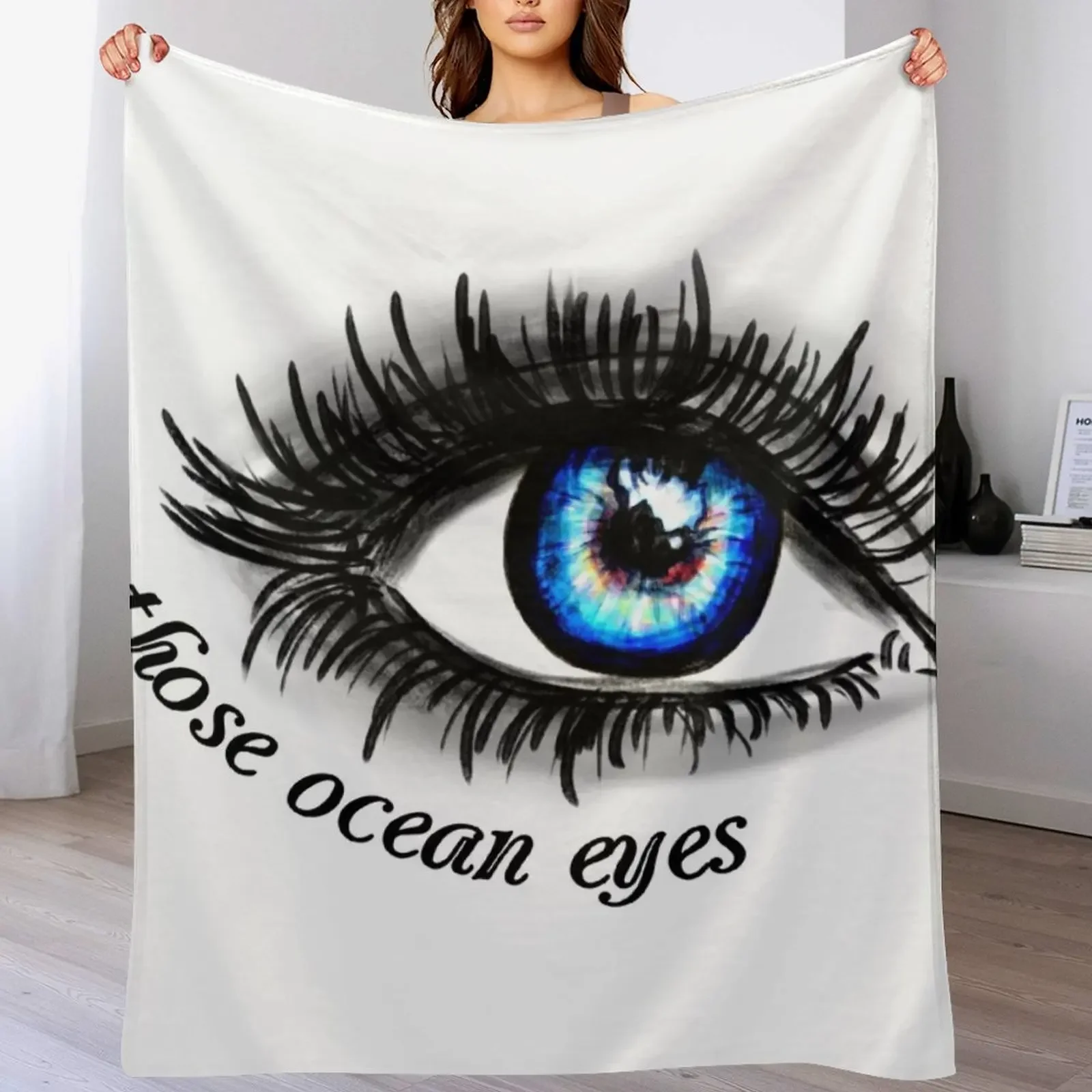 Ocean Eyes Drawing Throw Blanket Soft Big Plaid on the sofa Blankets