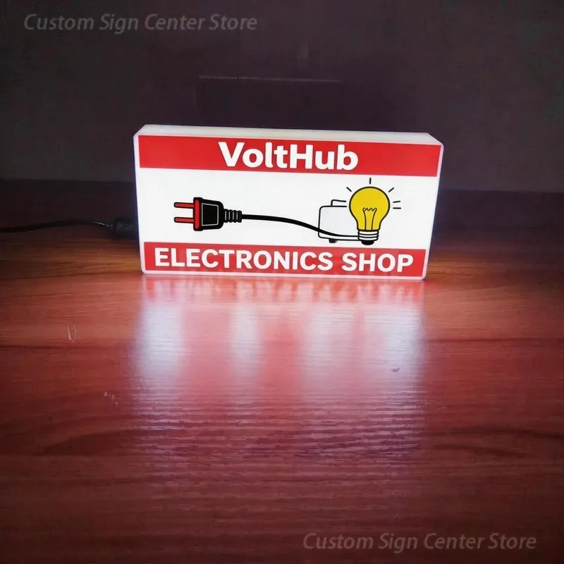 Custom Advertising LED Light Sign VoltHub Neon Wall Signs Illuminated Logo Acrylic Box Business Teams Display Signboard