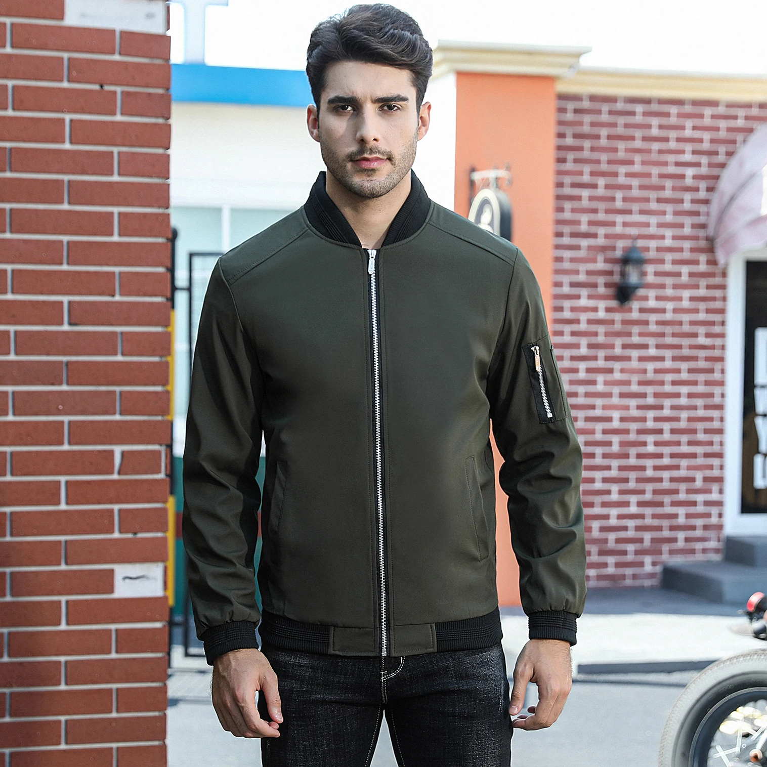 

Free shipping Street Style Men's Blouson Jacket Soft Lightweight Fabric Comfortable Fit Casual Bomber Coat Urban