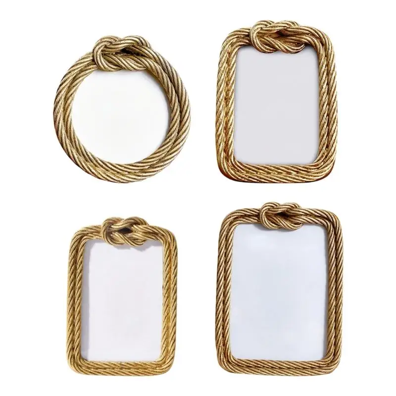 Decorative Photo Frame For Wall Mout Tabletop Display Picture Frame Photo Display Frame in Gold Finish with Rope Detail for D2RD