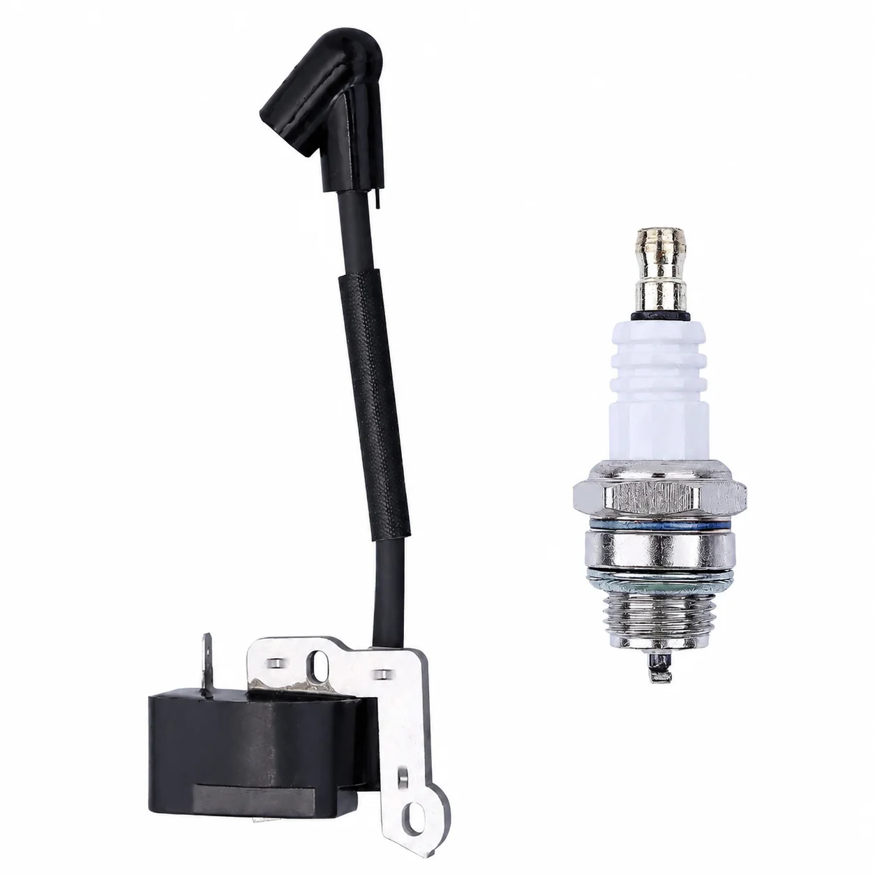 Ignition Coil Module Spark Plug Kit For Homelite UT26HBV UT09526 UT-33600 UT-33650, Replaces 850108013 850108035 Ryobi RY09056