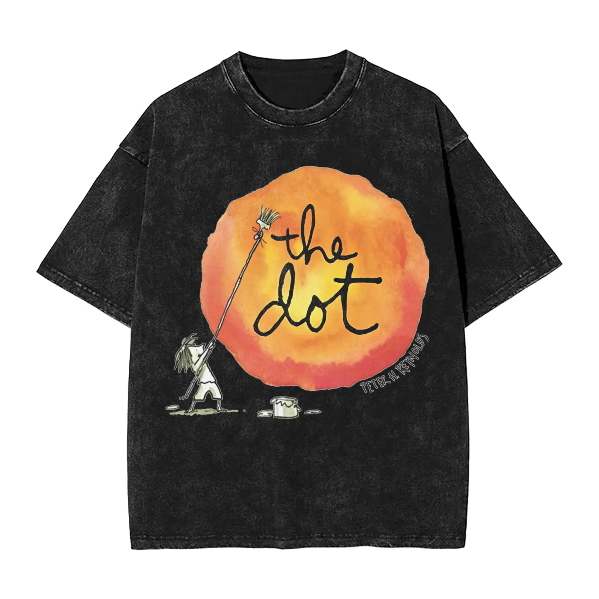 المتضخم غسلها تي شيرت اليوم الدولي نقطة تي شيرتات قطن تتجه التي شيرت للذكور الصيف Y2K مضحك طباعة القمم