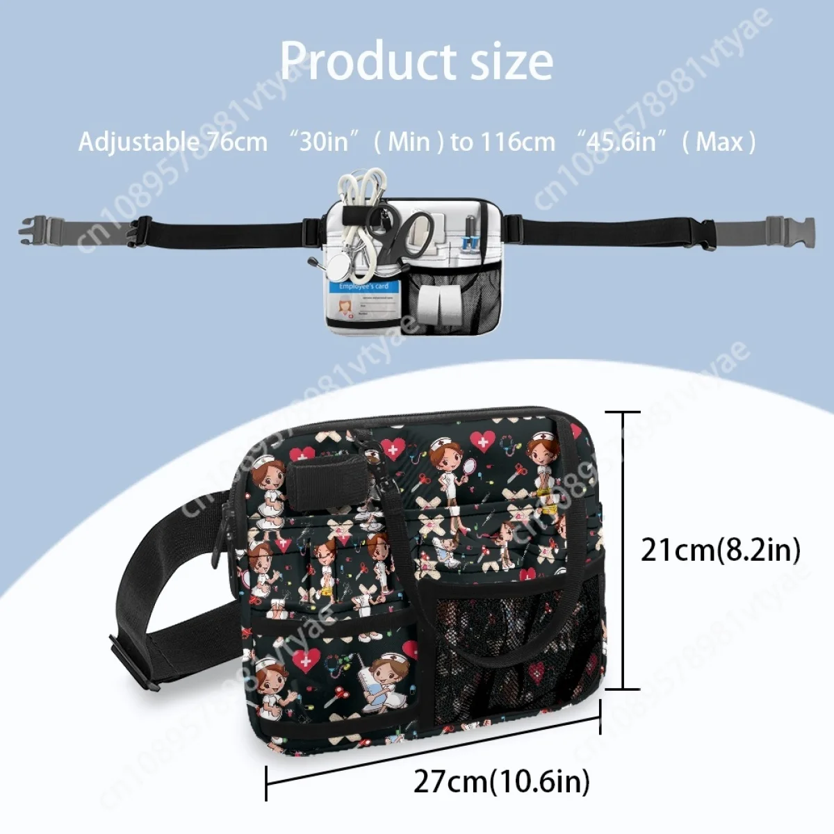 Waist Pack Female Cartoon Nurse Print Multi Pocket Medical Pack Stethoscopes Emergency Supplies Medical Gear Durable Belt Bags