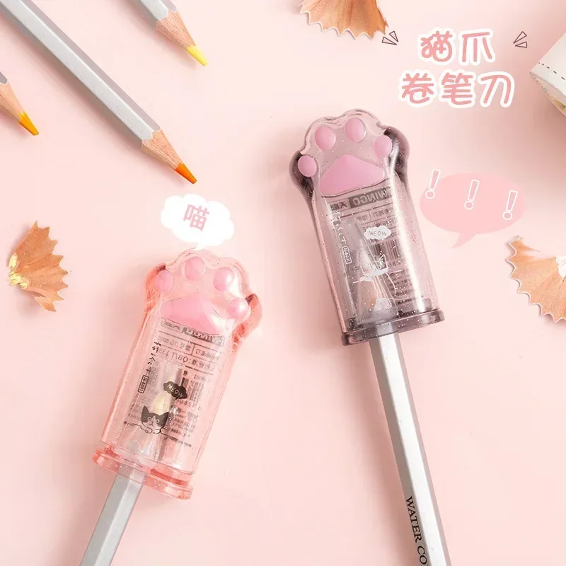 Cute Creative Pencil Sharpener, Cat Claw, Pink Kids School Material de escritório, Papelaria Estudante Coreano, Desk Accessories