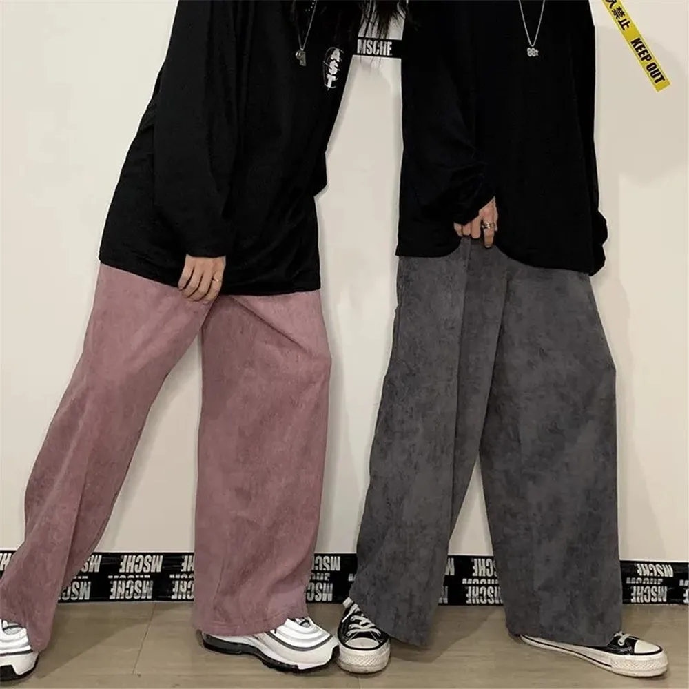 

Women Corduroy Oversize Casual Pants Baggy Cargo Wide Straight Leg Trousers Vintage Bf Hip Hop Punk Streetwear Korean Fashion