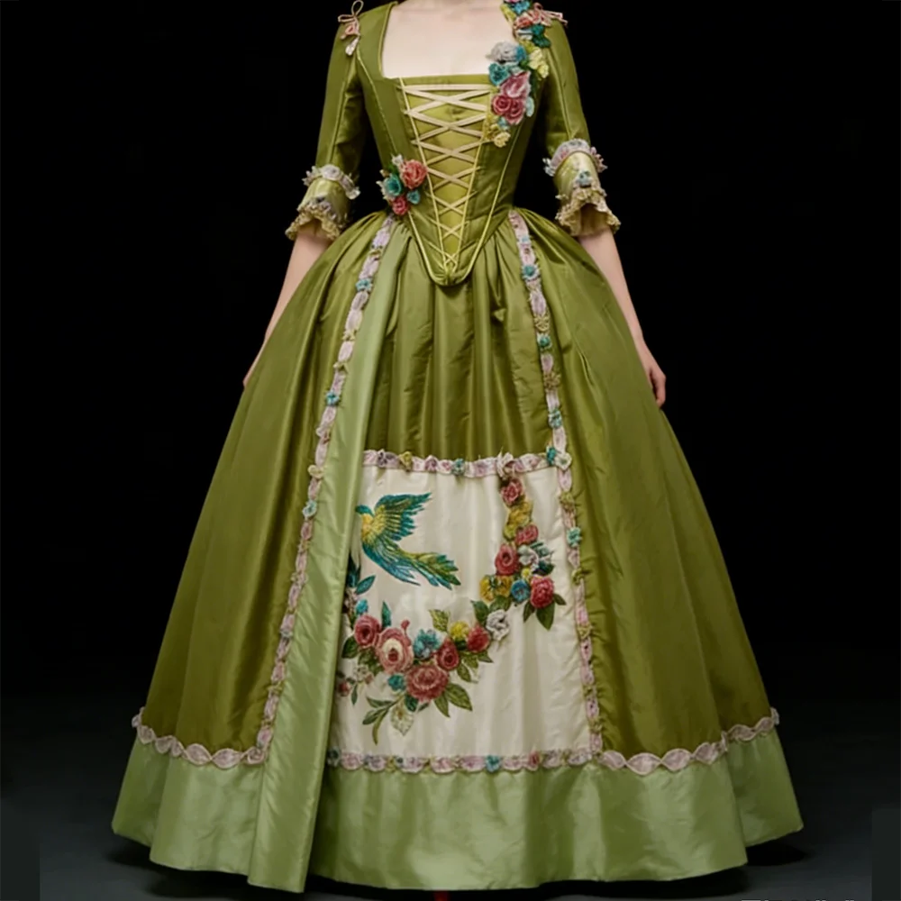 

Elegant Square Collar Vintage Half Sleeve Floral Ball Gown Formal Evening Dresses Birthday Party Prom Gowns Customized