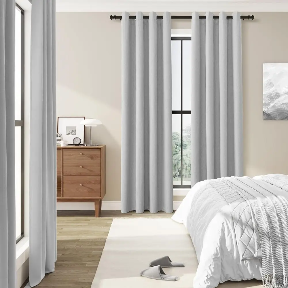 84 100% 린넨 암막 커튼, 2패널 세트, 단열, 거실 및 침실용 룸 다크닝