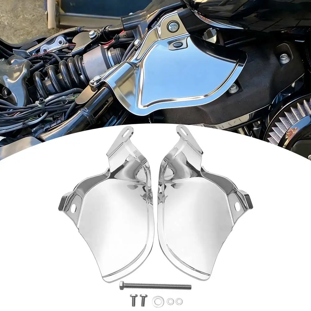 1 Pair Motorcycle Heat Deflector Shields For Harley Fxbr/S 117/114 Flde Fxfb/S Flfb/S Flhc/S Fxlr/S/T Flsl Flsb Fxst Fxbb Chrome