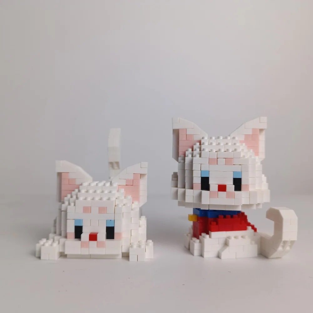 Niedliche Mini-Katzen-Mikro-Bausteine – Zwei Montagemethoden, Endloser Spaß, Neujahrsgeschenk für Mädchen, Einfache Puzzle-Dekoration – Detail 23