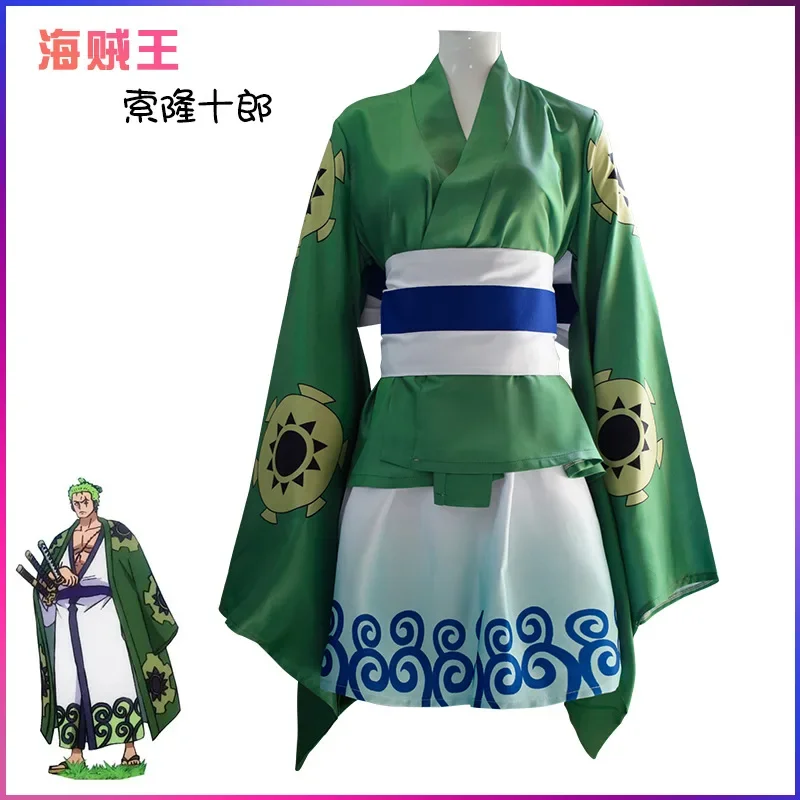 

FC6Anime Roronoa Zoro Cosplay Costume Uniform Roronoa Zoro Green Dress Roronoa Zoro Halloween Men Women Clothes 4PCS dress@FC8！