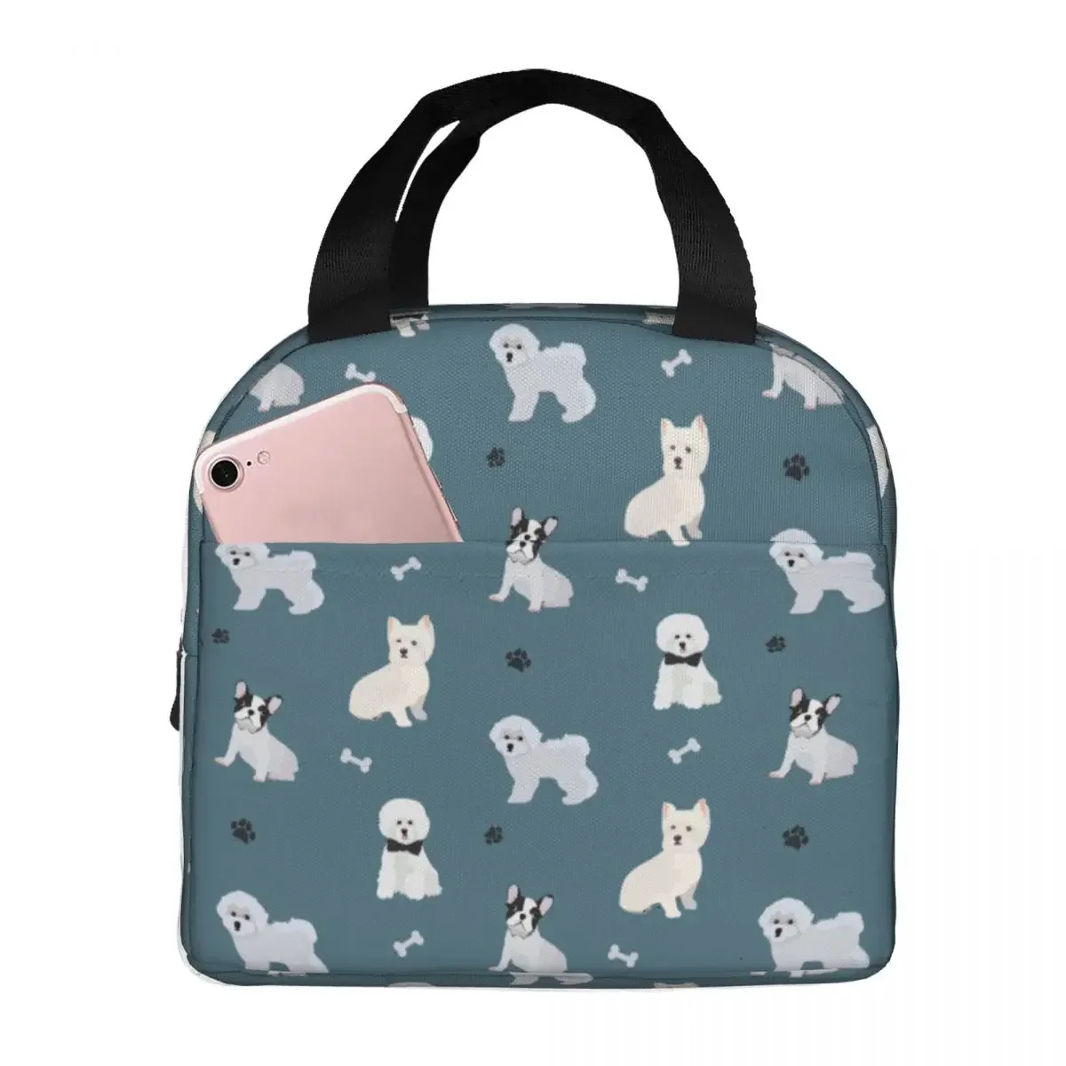 Lunch Bags for Women French Bulldog Maltese Westie West Highland Terrier Thermal Cooler Portable School Lunch Box Food Storage