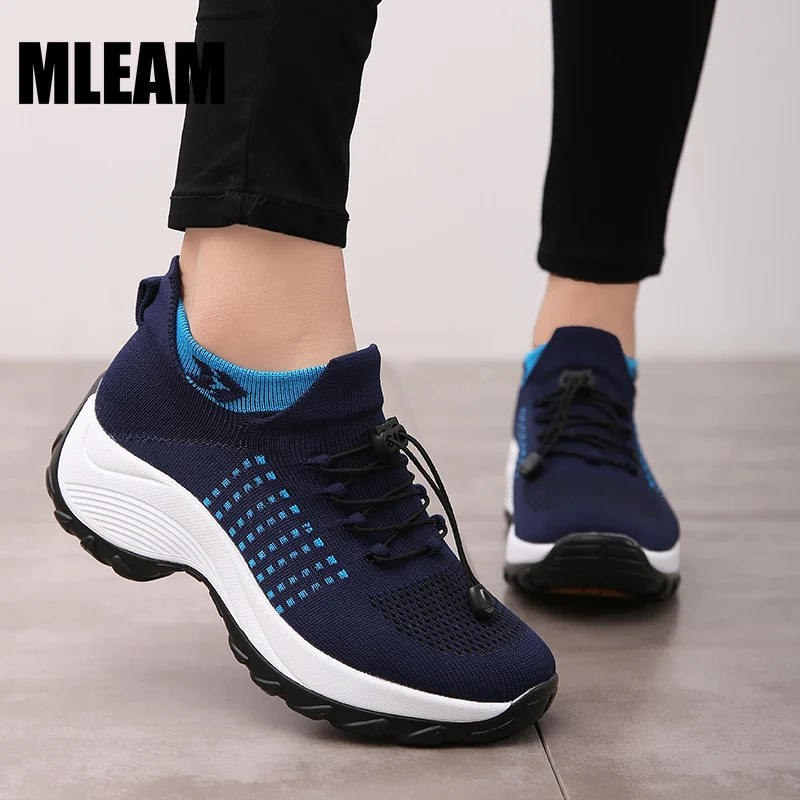 Women Outdoor Walking Shoes Casual Fashion Sneakers Breathable Platform Flats Fitness Shake Shoes Ladies Comfortable Trainers