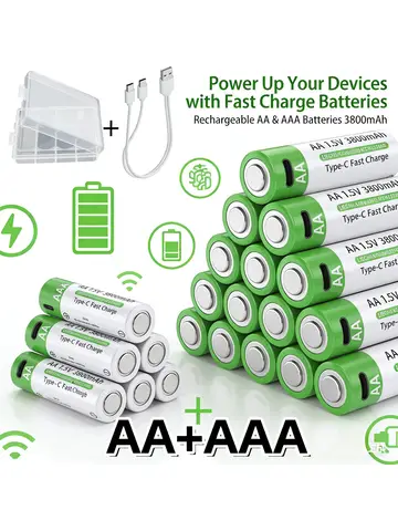2026 NEW Lithium-Ion Battery Type-C Rechargeable High-Capacity AA&AAA Battery For Remote Control, Mouse, Electric Toys