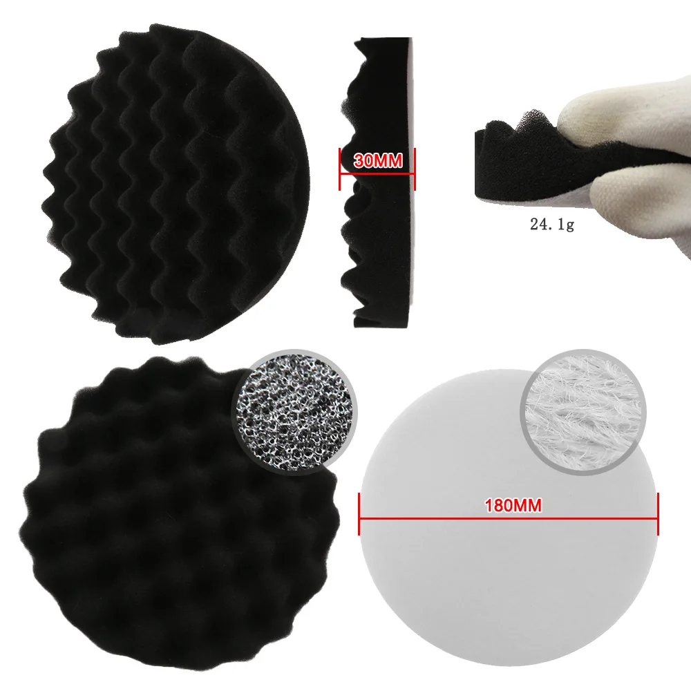 Imagem -04 - Auto-adesivo Carpolishing Disc Lustro Esponja de Enceramento Roda de lã Almofada de Polimento para Polidor de Carro Adaptador de Broca Pcs Conjunto