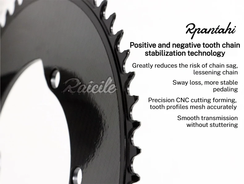 RPANTAHI Carbon-Composite-Kettenblatt, schmal-breit, für Rennrad und Faltrad, 110 BCD, 4-Loch, 50T/52T/54T – Detail 4