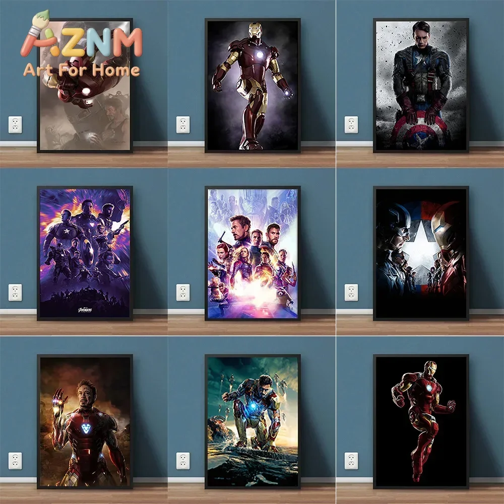 AZNM Avengers Superhero Movie Canvas Wall Art Frameless Poster Hulk Thor Iron Man Doctor Strange Battle Scene Print Bedroom Deco