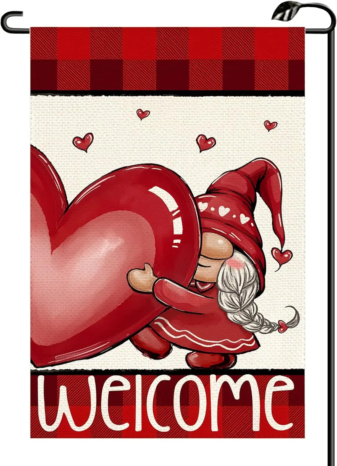 Gnome Love Heart Valentines Day Garden Flag 12x18 Inch Vertical Double Sided Welcome Small Flags Anniversary Wedding Outside GGX