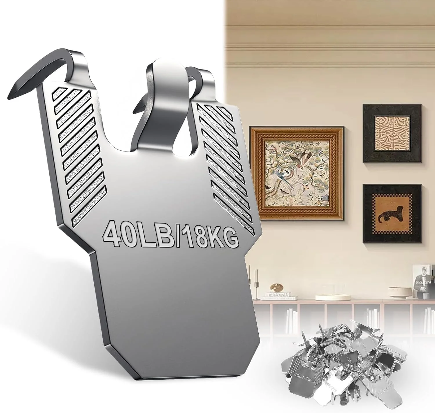 Heavy Duty Claw Picture Hangers for Drywall No Damage Wall Hooks for Picture Frames Art Posters, Photos, Paintings & Mirrors