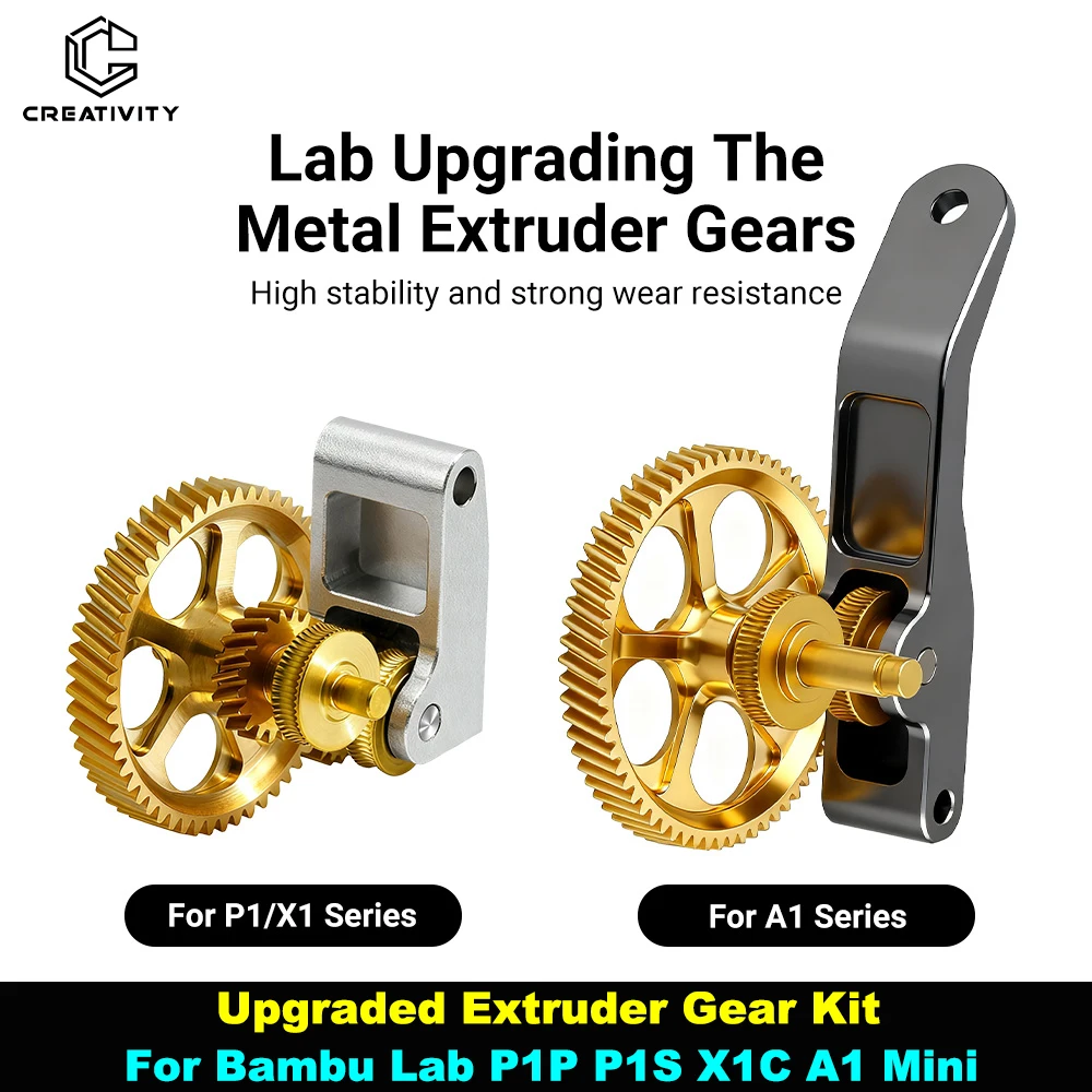 

Upgraded Extruder Gear Kit for Bambu Lab P1P P1S X1C A1 Mini RNC Nano Coated Hardened Steel Helical Claw Gear High Strength CNC